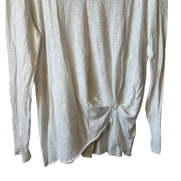 Stateside New Women's Pima Cotton Long Sleeve Side Twist T Shirt White Large USA - Picture 4 of 6